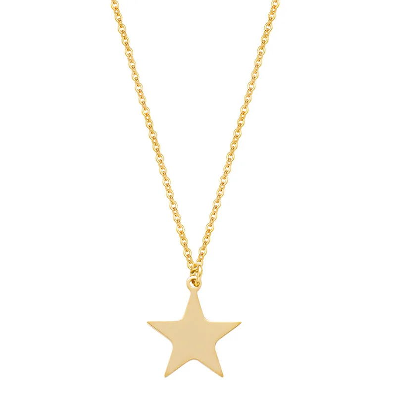 

Simple Design 3 Different Models Star Moon Pendant Stainless Steel Necklace For Women, Gold