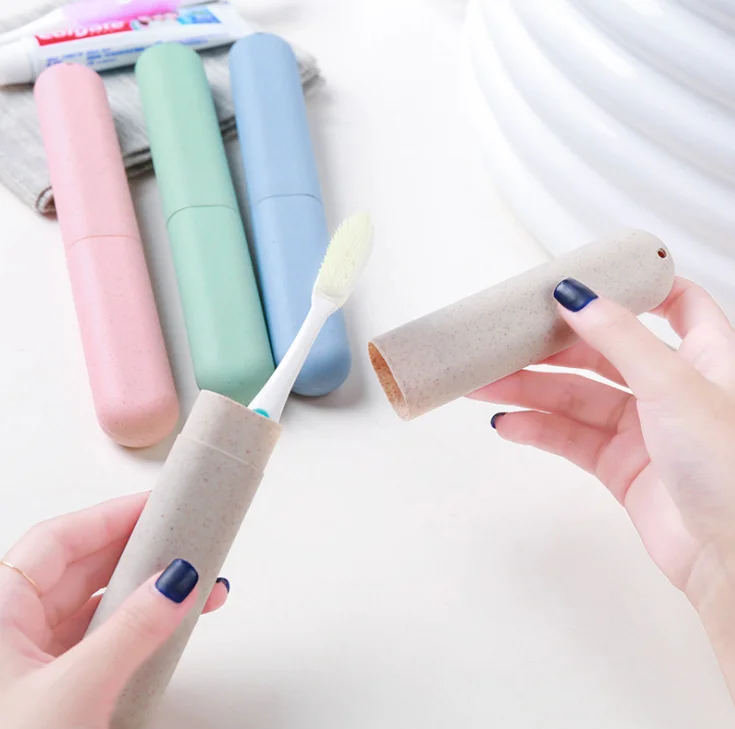 

Custom Eco Friendly Travel Tooth Brush Traveling Holder Case Carrying Traveling Packaging Container Toothbrush Case Box, Blue, green, pink, beige