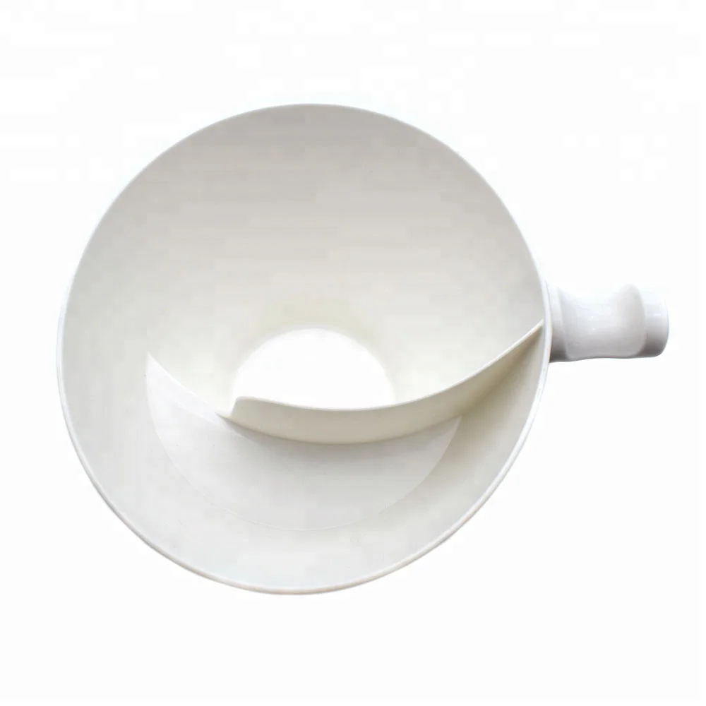 

Handle Separated Plastic Bowl Snack Bowl Cereal Bowl Two In One French Fries Cup Solid Color Kitchen Tools, White