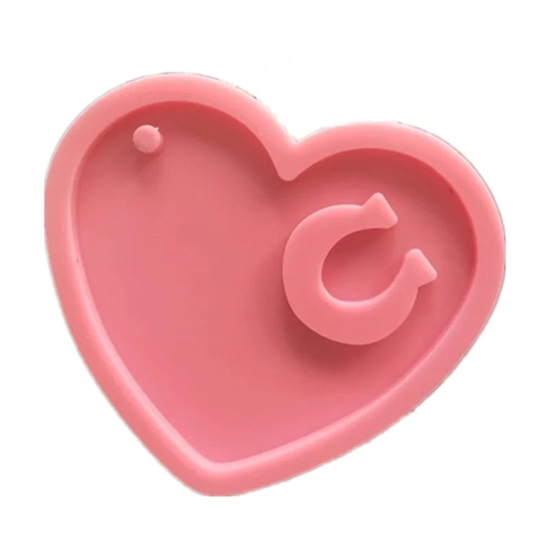 

0535 DIY Shiny Crystal Epoxy Love U Keychain Decoration Silicone Mould Pendant Pendant Resin Mould, Pink