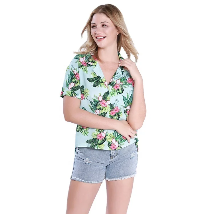 

Made in China custom made fancy floral summer women blouse designs