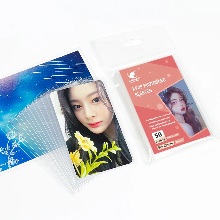 

500pcs/Box Custom Crystal Clear Premium KPOP Photo card CARD SLEEVES BLACK PINK LOMO PC card sleeves 56x87