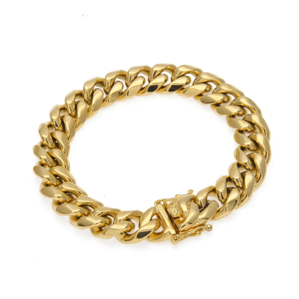 

Personality Gold Plated Stainless Steel Trendy Men Link Chain Bracelet for Gift