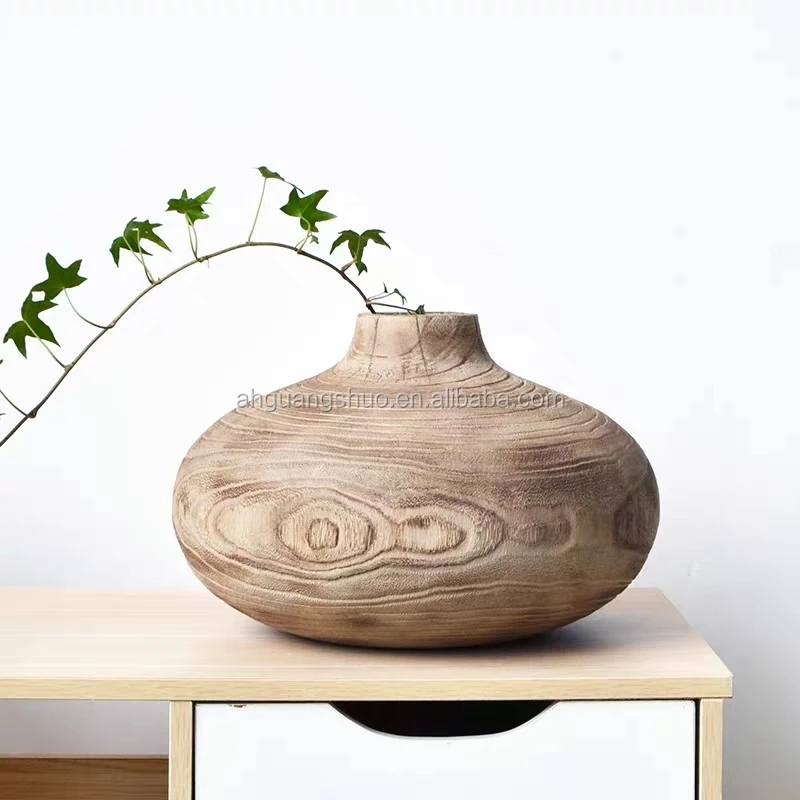 

Log engraving vase home decoration Nordic creative living room decoration wooden flower arranging Flower Crafts/wholesale wood, Customized color