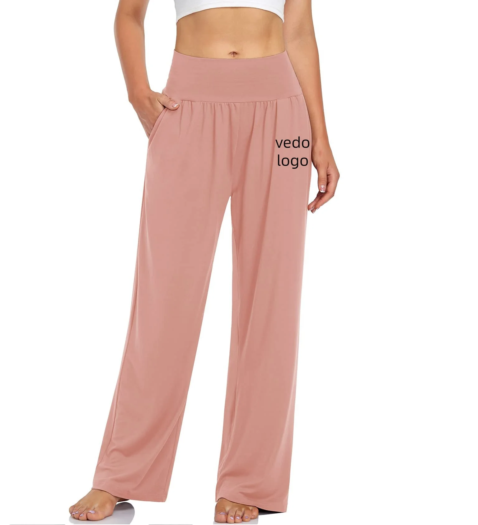 

Women's High Waist Jogging Lounge Pants Loose Fitness Wear Ladies Athletic Gym Wide Leg Sweatpants Yoga Pants With Pocket