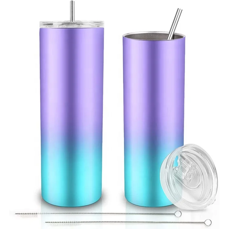 

Everich Ready to Ship bottles 20oz stainless steel Double Wall insulated skinny tumbler with straw and lid, Customized(powder coating/spray painting)