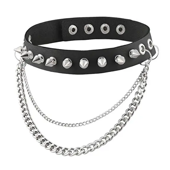 

Fashion Punk Goth Metal Spike Studded Leather Collar Choker