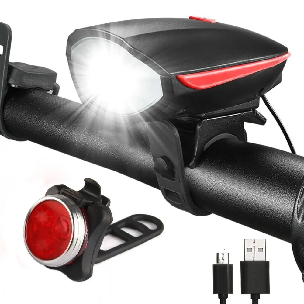 

Super Bright 3 Modes USB Rechargeable Bike Front & Back Headlight Tail Rear Light Led bicycle lights For Outdoor Night Riding, Black,red,silvery