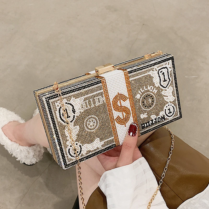 

2021 Fashion Bling Rhinestone Diamond Purse Party Bags Lady Dollar Handbag Usd Money Bag handbags for women, 8 colors
