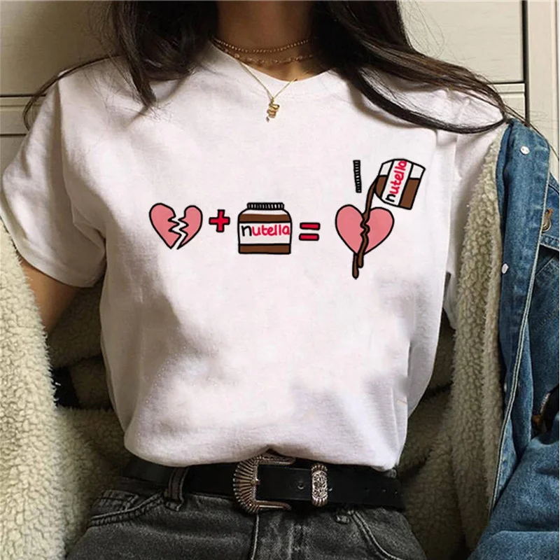 

Nutella Kawaii Print T Shirt Women 90s Harajuku Ullzang Fashion T-shirt Graphic Cute Cartoon Tshirt Korean Style Top