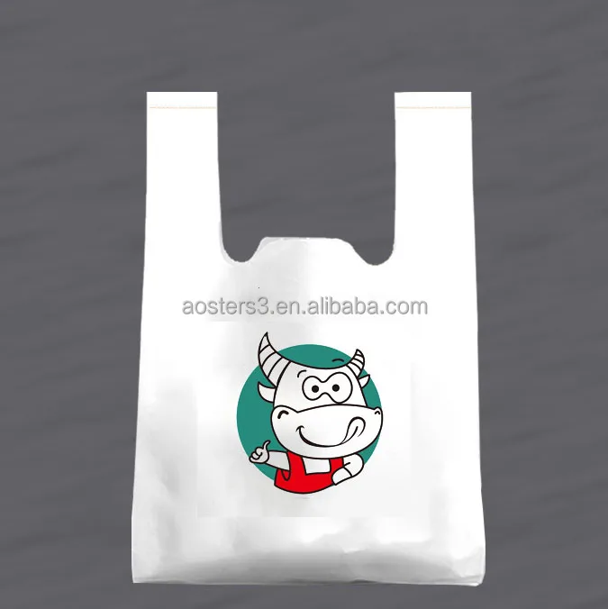 

customized vest shopping bag printed LOGO supermarket doggy bag Customized takeaway tote bag