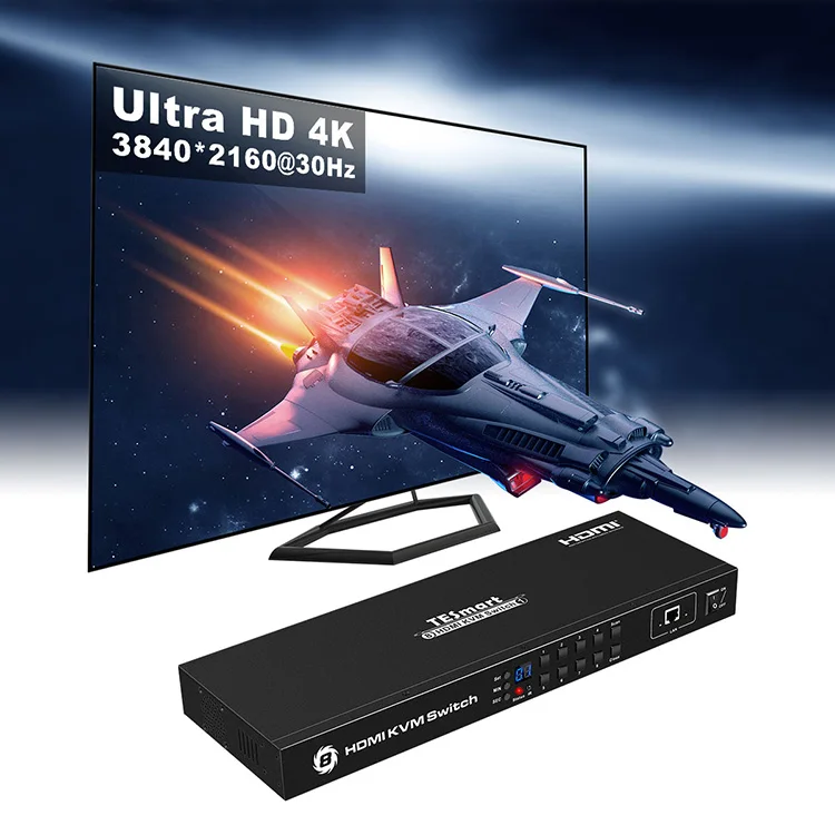 
OEM 8 Port KVM Switch HDMI with Remote USB 4K Audio 