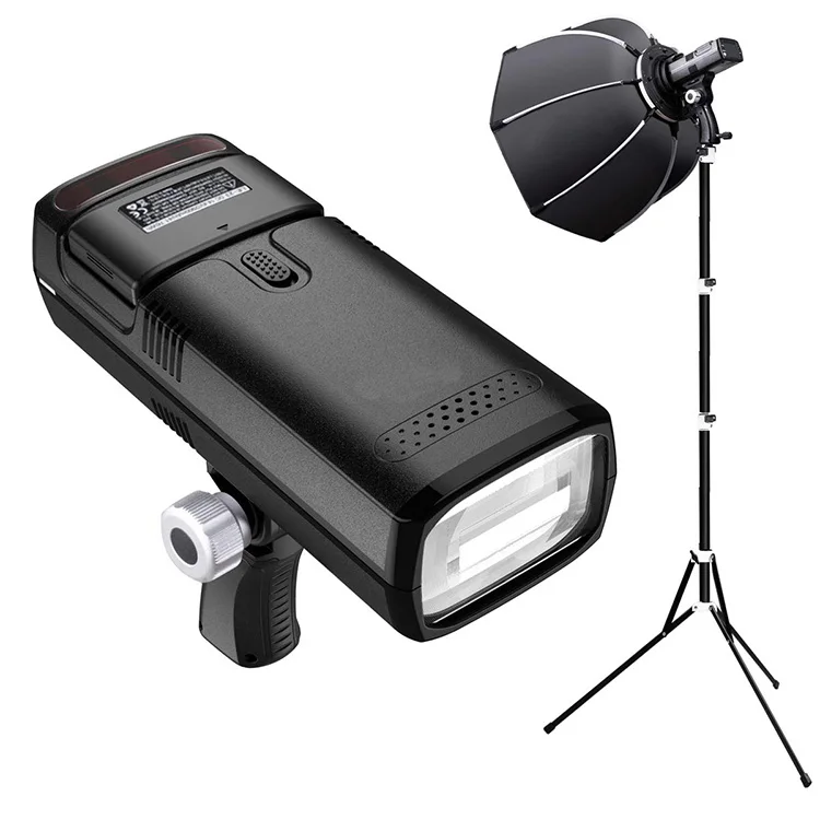 

Portable photography Studio pocket Flash Light Professional triopo F1-200 kit 1/8000s with LED Panel Light for godox AD200, Black