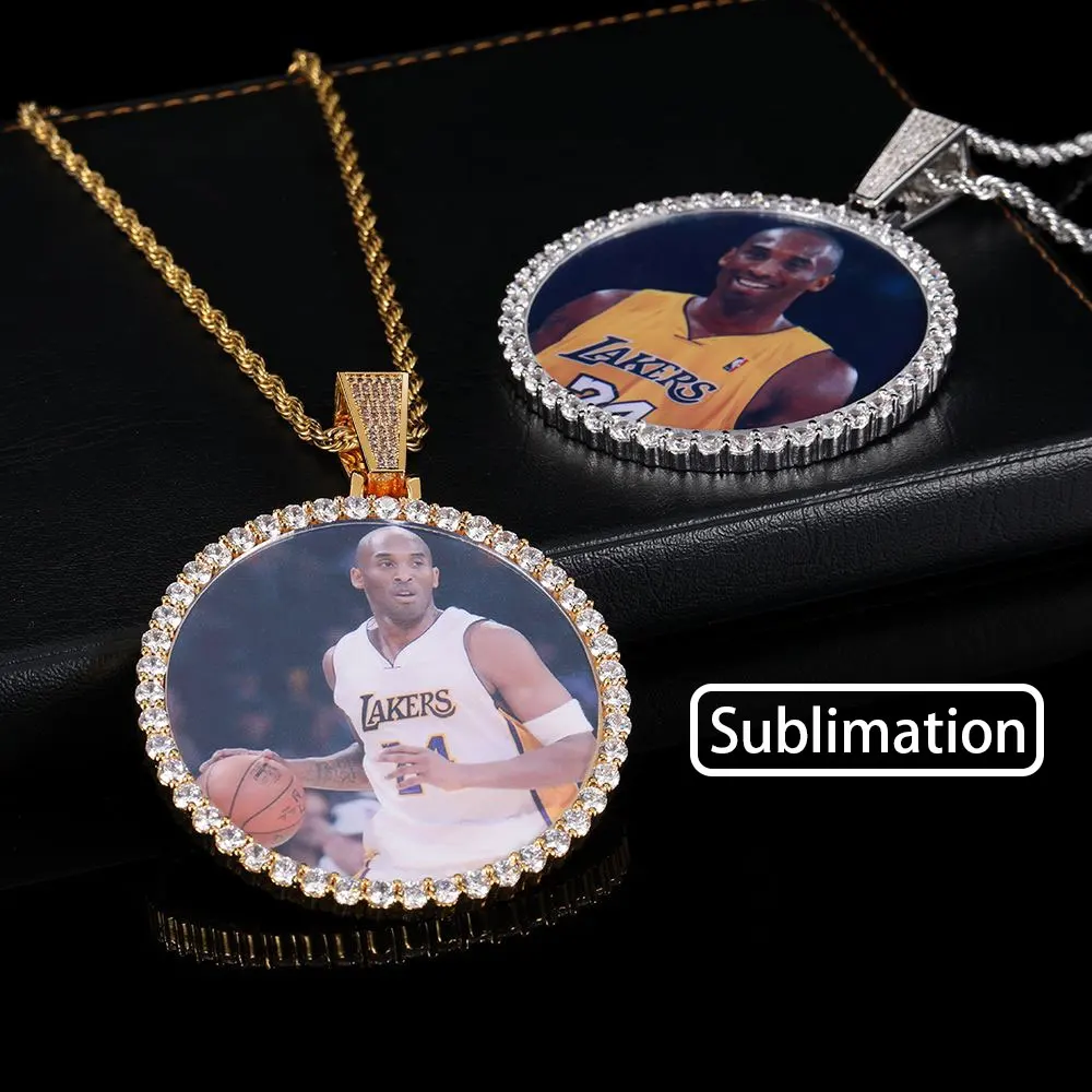 

Hip Hop Custom Sublimation Necklace Blanks Bling Iced Out Custom Photo Pendant Diy Sublimation Pendant Necklace