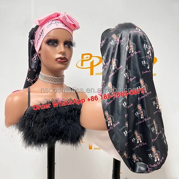 

Hot selling bonnets and satin hair wraps and Wholesale Double Layer Sleep Cap Silk Satin Hair Bonnet Bonnets With Logo