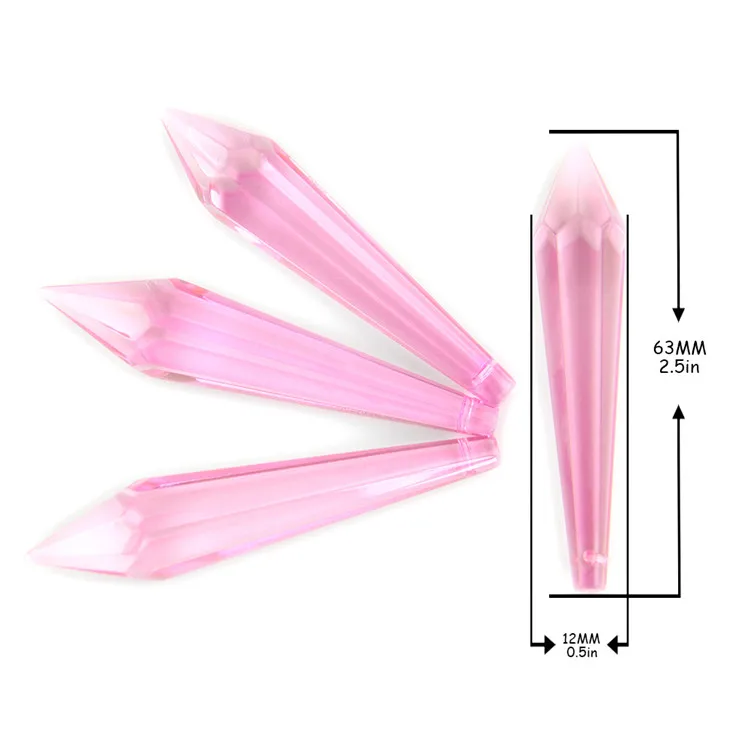 

Best Selling  Pink Glass Chandelier Parts Home Exquisite Crystal Pendants Prism Durable Crystal Icicle Lamp Decoration