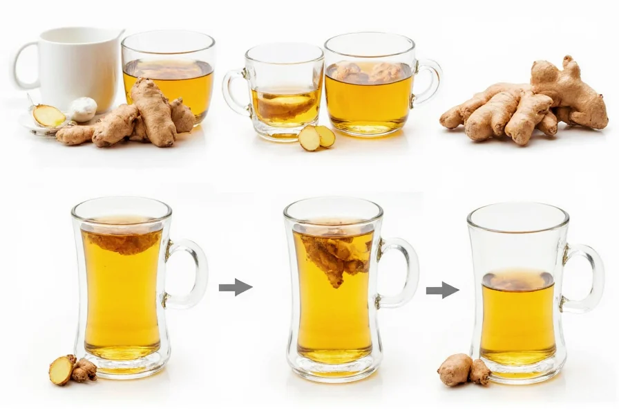 Step-by-step preparation of fresh ginger tea showing optimal brewing technique for maximum health benefits