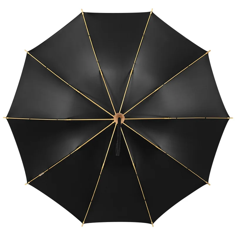 

High-end retro style Chinese style wooden umbrella with straight shank 12 bone bamboo umbrella men's and women's long handle umb