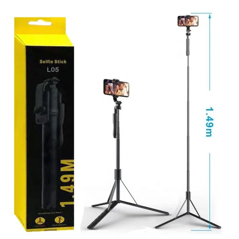

L05 Extendable Long Selfie Stick Tripod Stand with Wireless Remote for Mobile Phone Gopro Camera