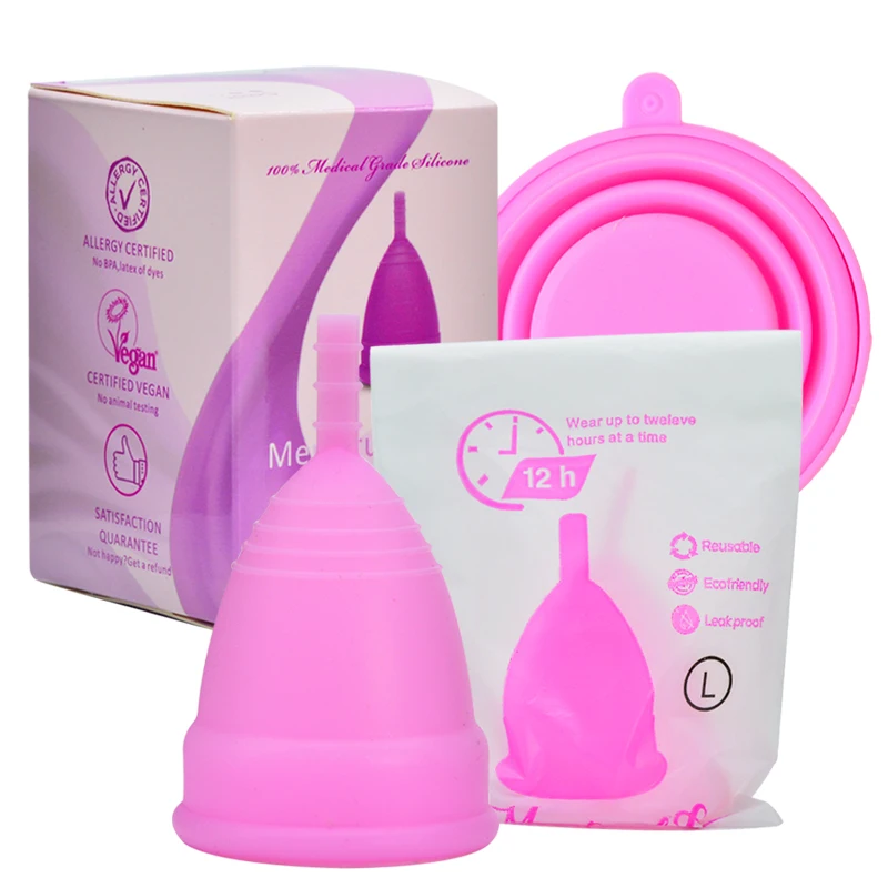 

Feminine Period Organic Silicone Menstrual Cup FDA Approved, Clear;pink;purple