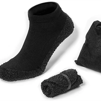 Thin layer of rubber or silicone sole on bottom of custom cotton socks