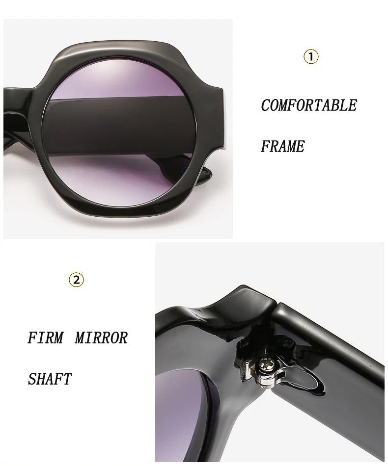 Designer  Authentic Polygon Printing Frame Round Shade Women Men Sunglasses