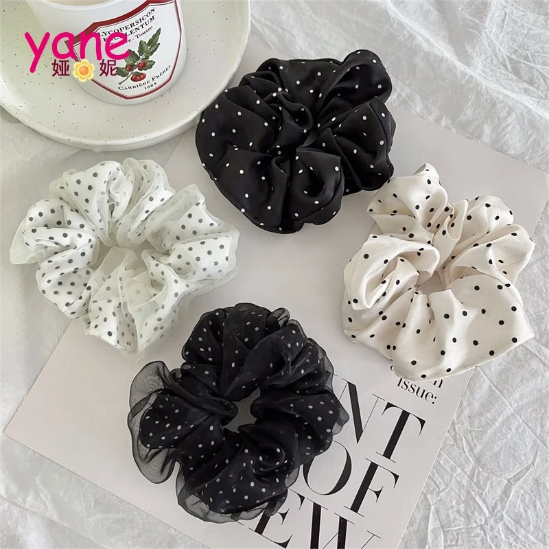 

New satin small polka dot large hair circle double gauze hair accessories for women