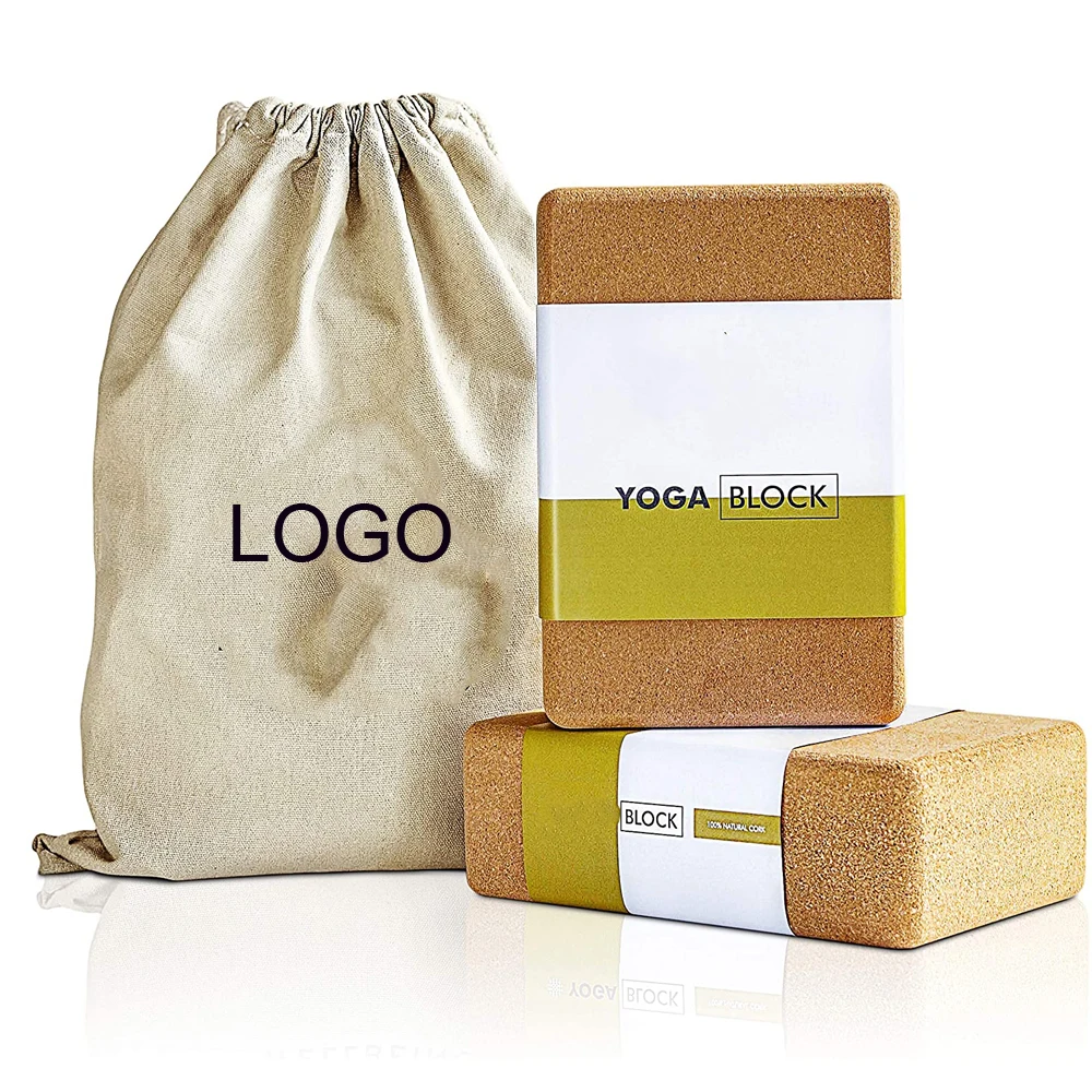 

ENGINE Factory Price Custom Logo Print Wholesale 100% Natural Eco Friendly Organic Wooden Strap Set Cork Yoga Block, Can be customized