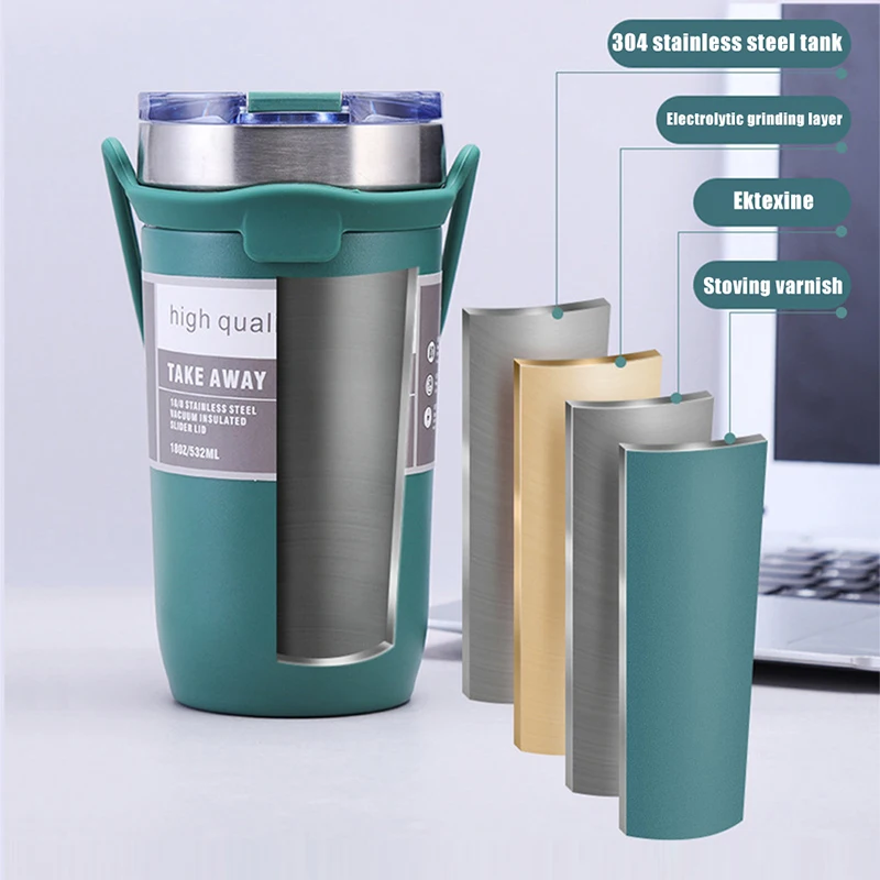 

2021 Hot Sell Portable Outdoor Stainless Steel Insulated Travel Coffee Mug Tyeso Vacuum Insulated Tumblers With Silicone Strap, Customized color