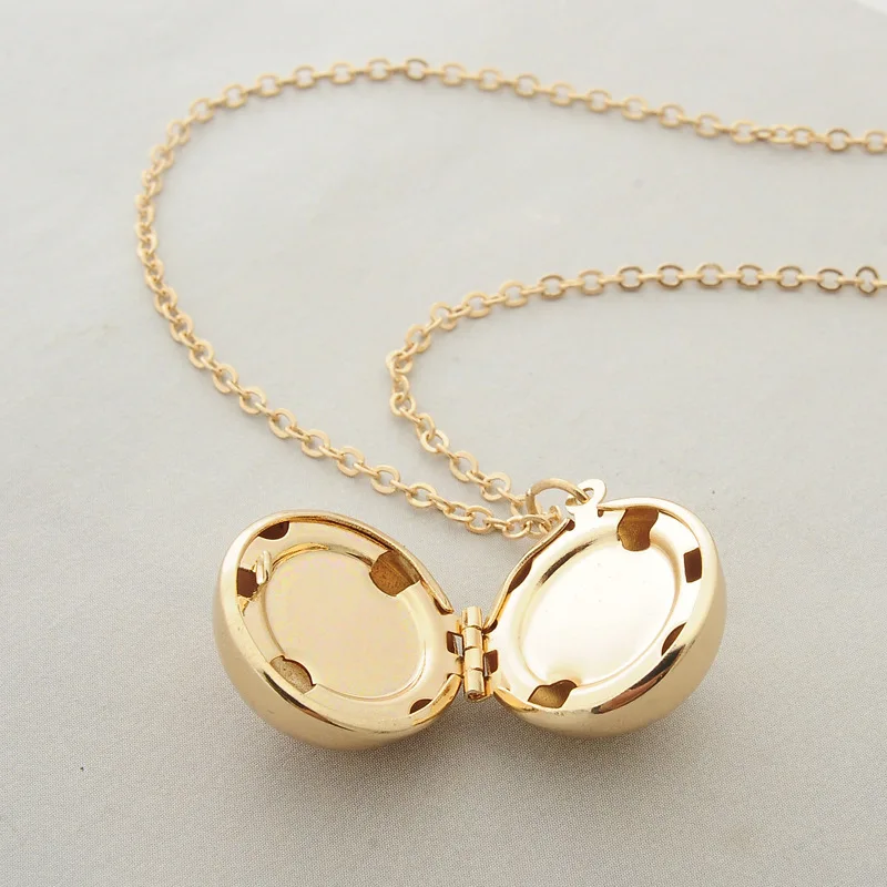 

New design Secret Message Gold Silver Ball Locket Necklace Pendant Friendship Photo Locket Necklace