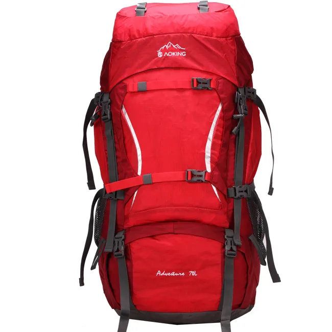 

2021 Large Capacity Climbing Hiking Backpack With Rain Cover, 70 Litres Red Mountain Backpacks