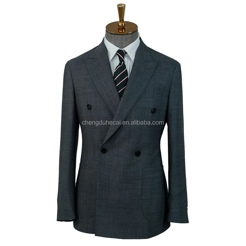 Harchoy 100% Wool Double Breasted Tailored Business Suit