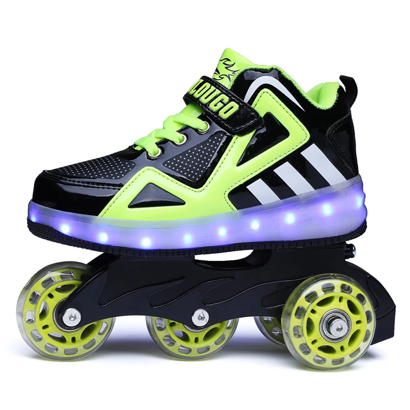 

PU light up skate roller shoes with wheel Led flash roller skates kids