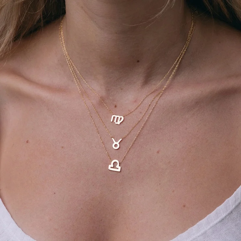 

Minimalist Joyeria Zodiac Charm Stainless Steel Astrology Necklaces Constellation Pendant Horoscope Necklace Gold Plated Jewelry