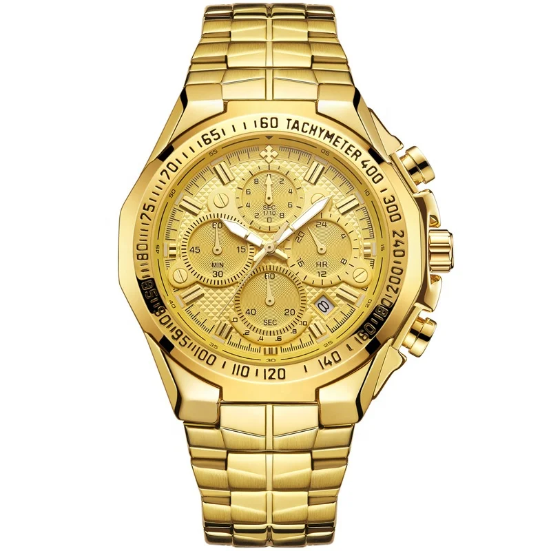 

WWOOR Brand Luxury Big Dial Men Watch Military Quartz Watch Stainless Steel Casual Sport Business Gold Wristwatch Men's Clock