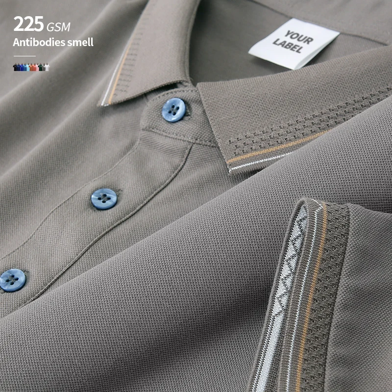 5A Antibacterial 225 GSM Anti-Mite 50 Count 96% Island Cotton 4% Spandex Custom Polo Shirts With Embroidery Logo