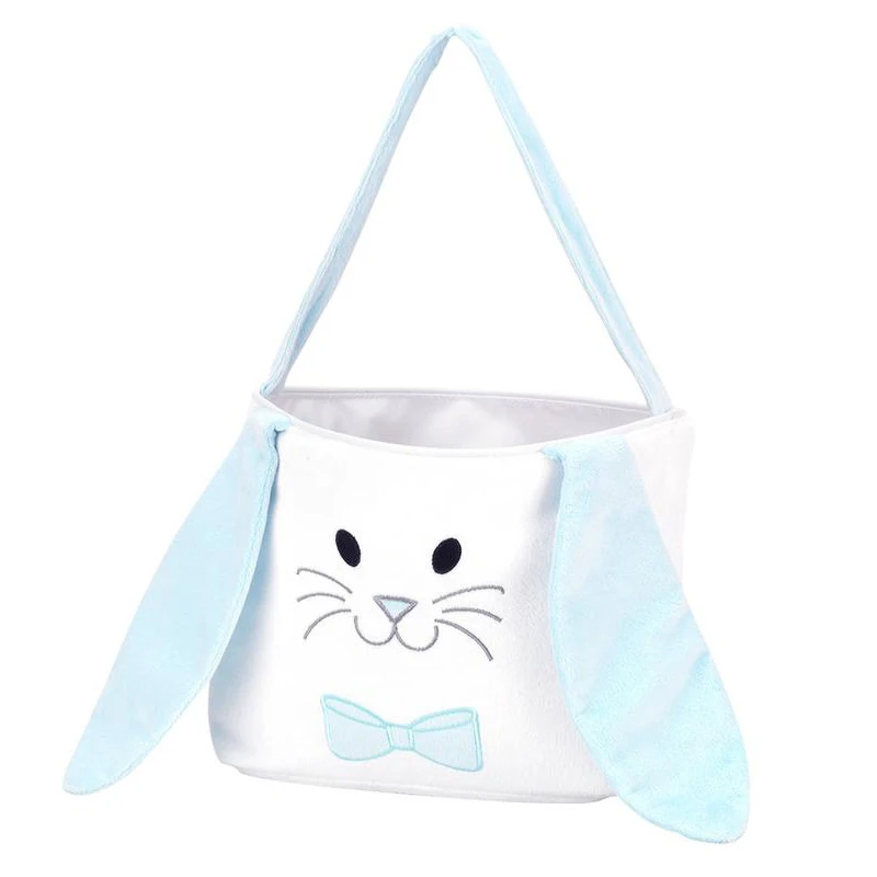 

Cute Bunny Easter Bucket Personalized Velet Kids Easter Basket Bag With Fluffy Ears, As picture show