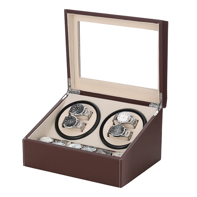 

Spot Wholesale Double Watch In Brown Leather Automatic Watch winder For Men Watch Case Motor Box