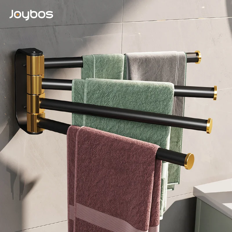 

JOYBOS Bathroom Towel Rack Bathroom Shelf Punch-Free Rotating Towel Holder Clothes Storage Rack Home Organizer Bathroom Organize