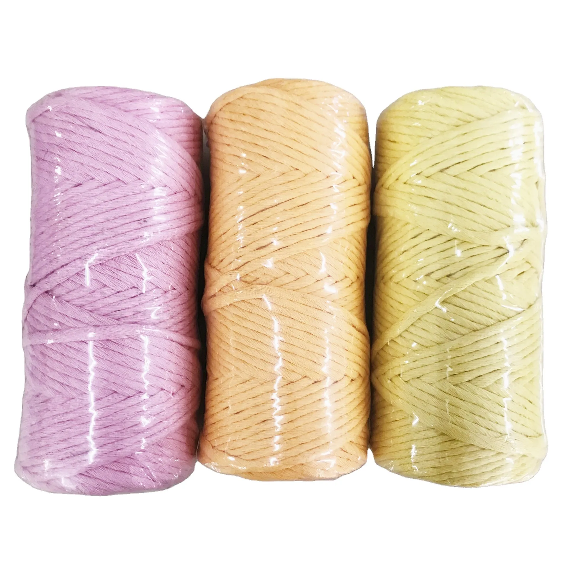 

wholesale 3mm 4mm single strand colored 100% cotton macrame cord, Custom color