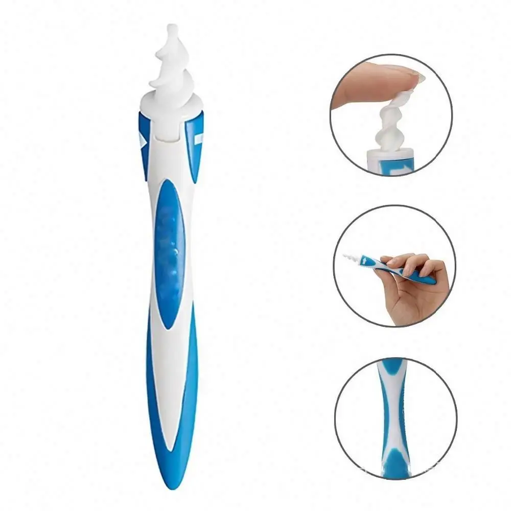 

2021 Newest Soft Safe Silicone Ear Wax Earwax Removal Tool Ear Wax Removal 16 tips Spiral Smart Ear Cleaner, Blue white