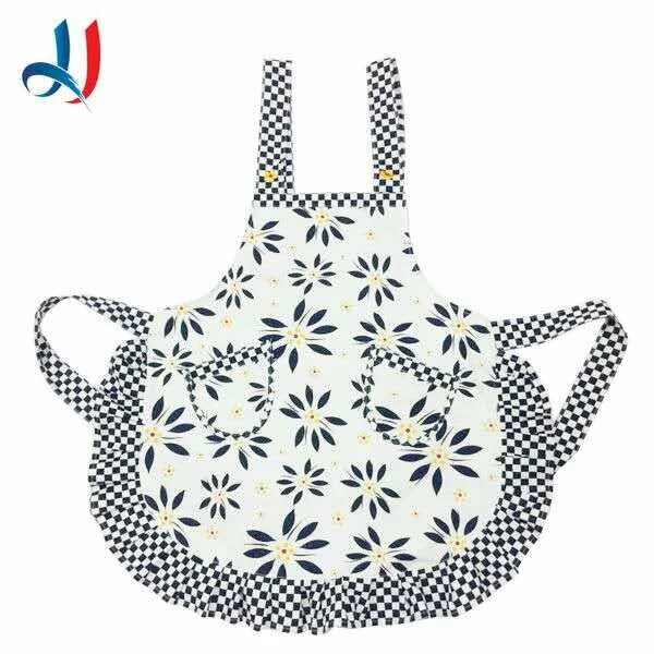 

Retail Cheap Flower Pattern waterproof Apron Adult Durable Cotton Bib Custom Aprons