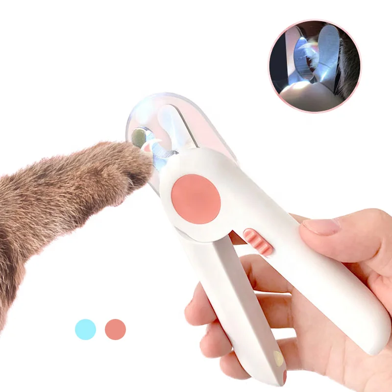 

LED Light stainless steel dog nail clipper dog clipper cat grooming tool pet nail clipper, Pink