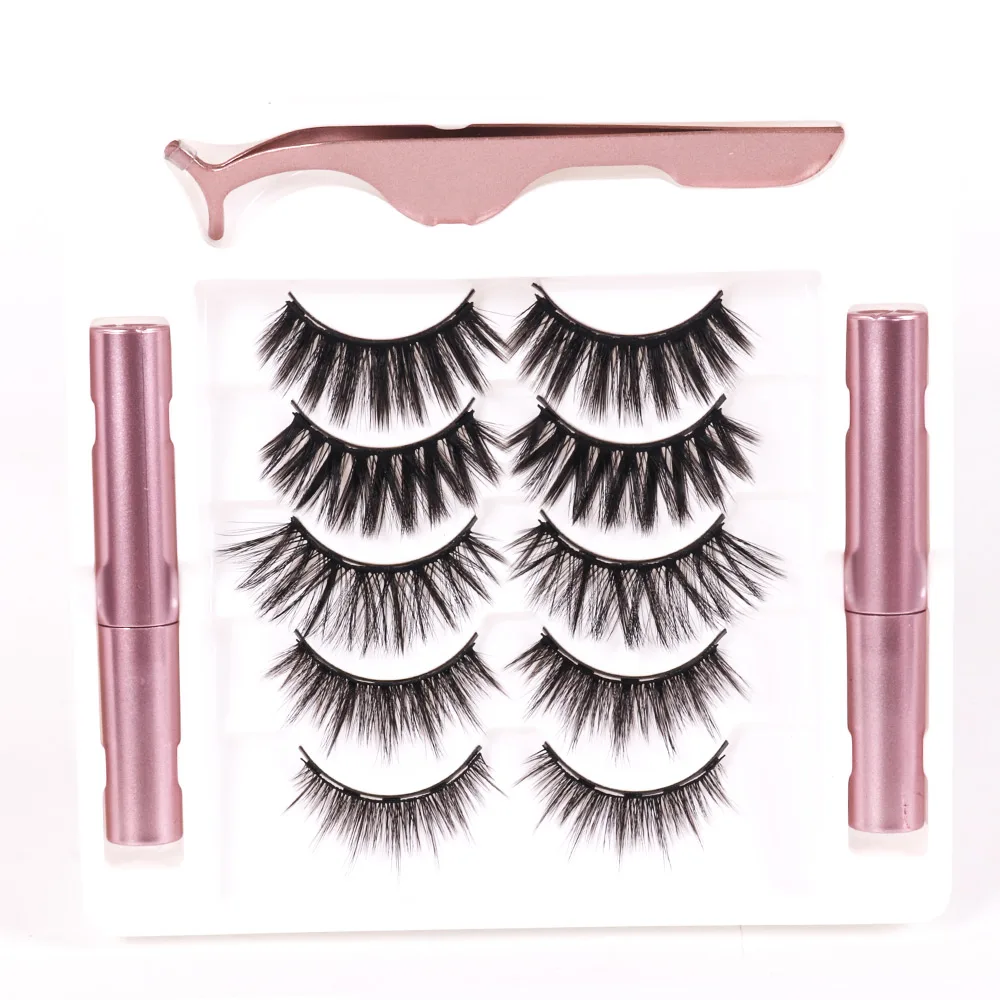 

Wholesale 3D 5D Magnetic Eyeliner Eyelashes Extension Silk Strip Lashes Faux Mink False Eyelashes lashes suppliers, Natural color
