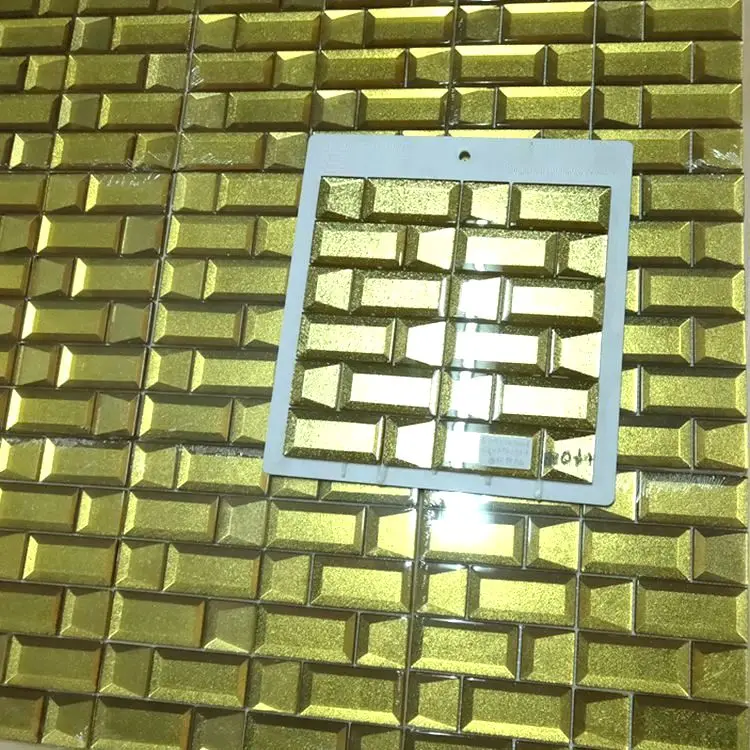 Azulejo de mosaico de vidrio dorado biselado en 3D, nuevo diseño de moda, placa para salpicaduras profesional, fabricación de Foshan
