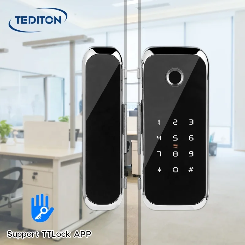 

WiFi ttlock app BLE APP biometric fingerprint glass door lock for Office