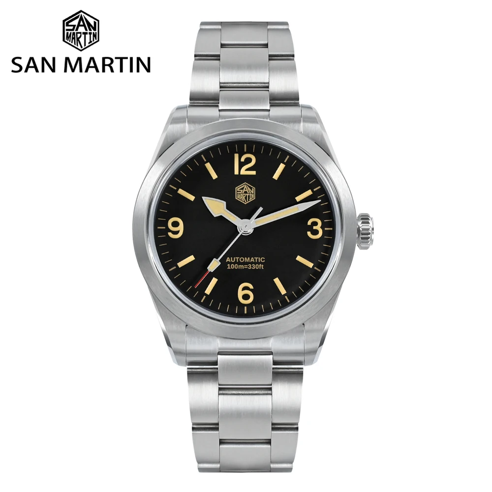 

Free ship San martin Unique Vintage Sport 38MM minimalist automatic mechanical 316L stainless steel nh35 watch men for sale