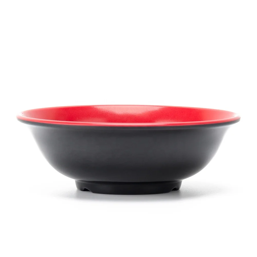 

Restaurant Ramen Bowl Two Tone Red With Black Melamine Noodle Bowl, Black and red