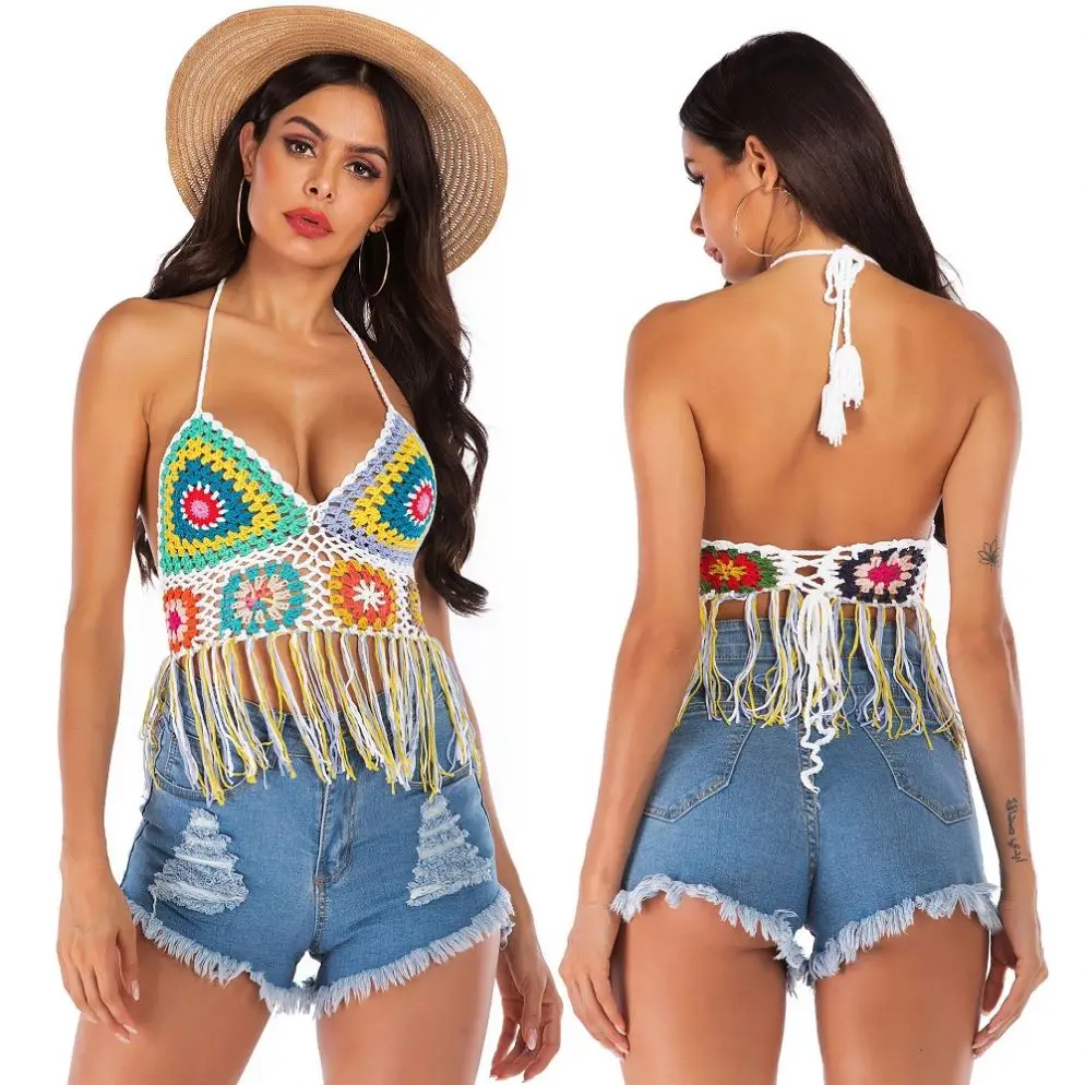 

Sexy Deep V Neck Open Back Halter Beach Casual Wild Top For Women