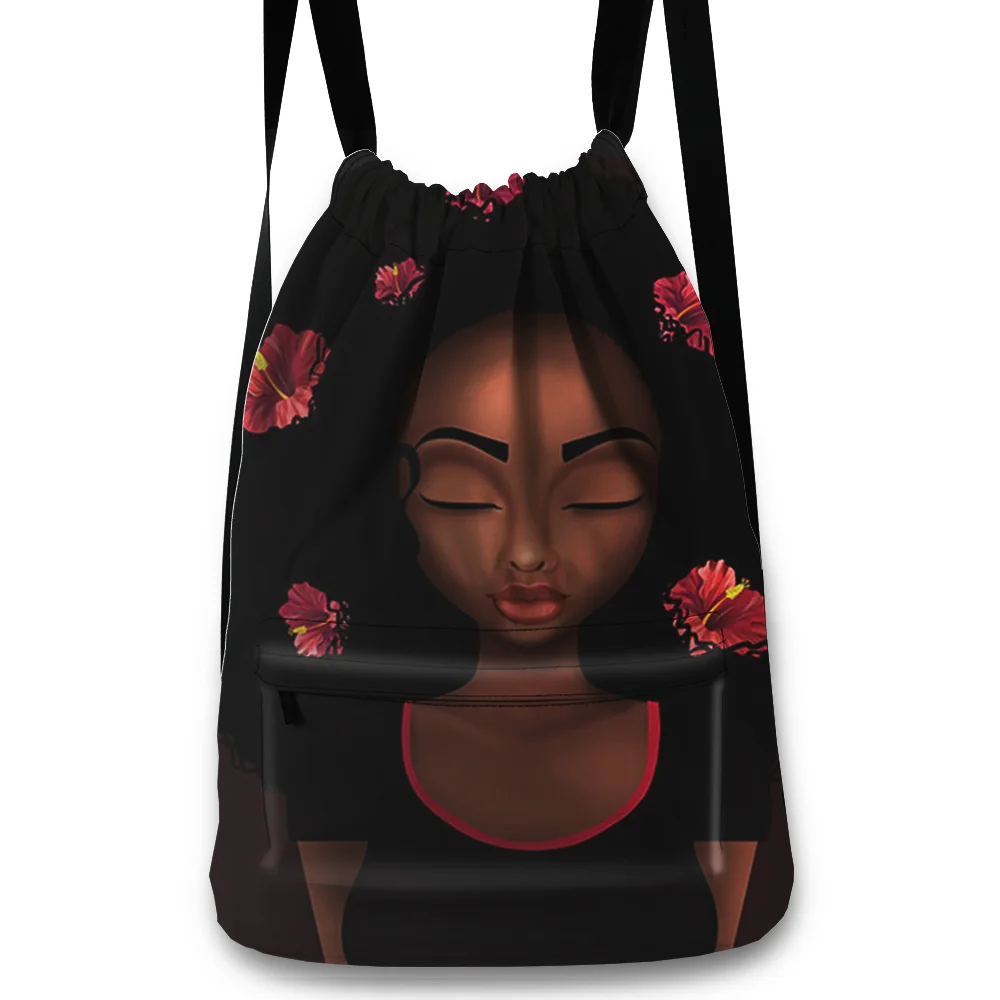 

2022 Fashion Multifunctional Black Africa Wholesale Makeup Cosmetic Customize Logo Style for Unisex Girl Drawstring Backpack Bag